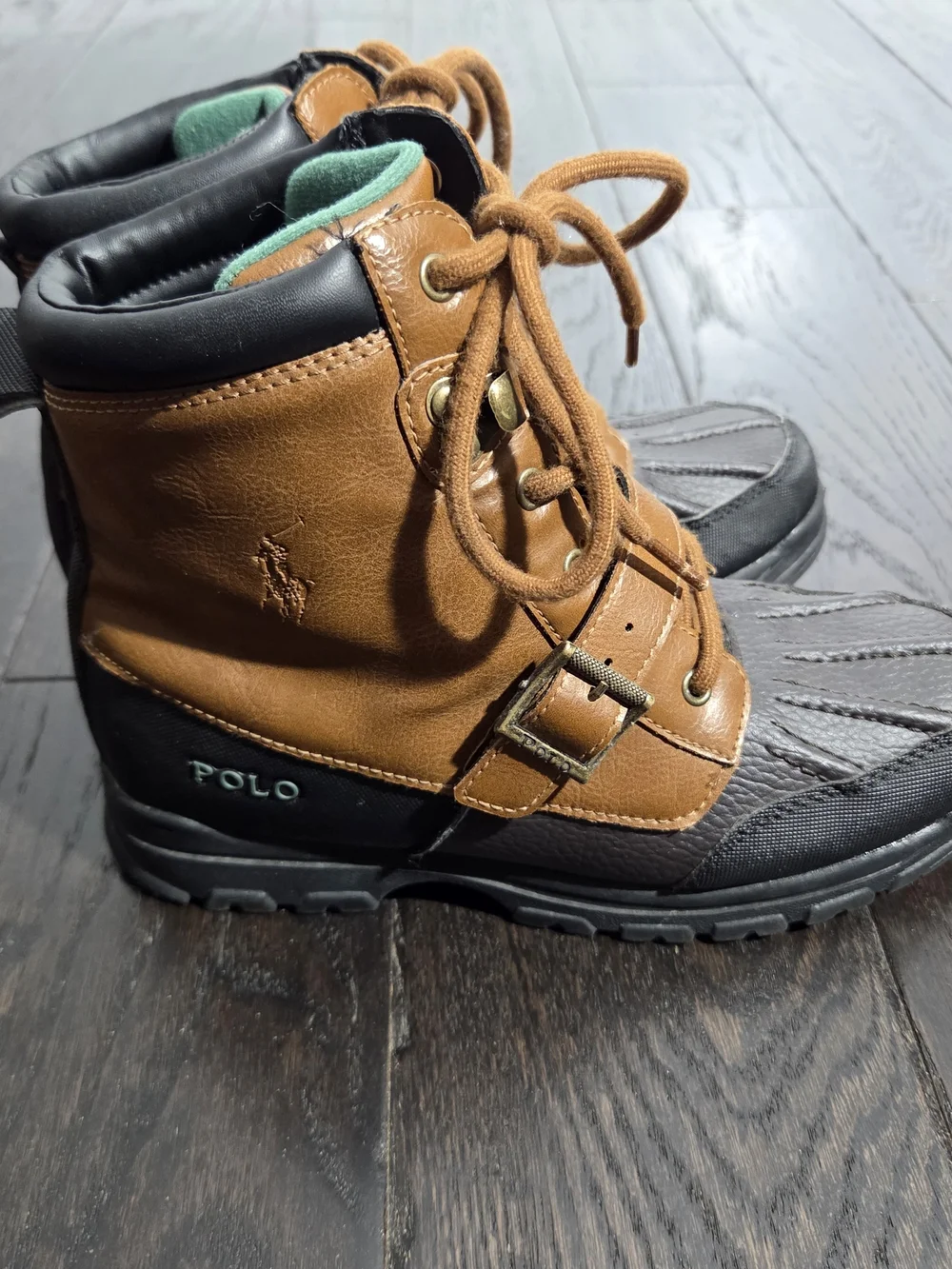 Polo by Ralph Lauren Kids Brown and Black Leather Lace-Up Boots